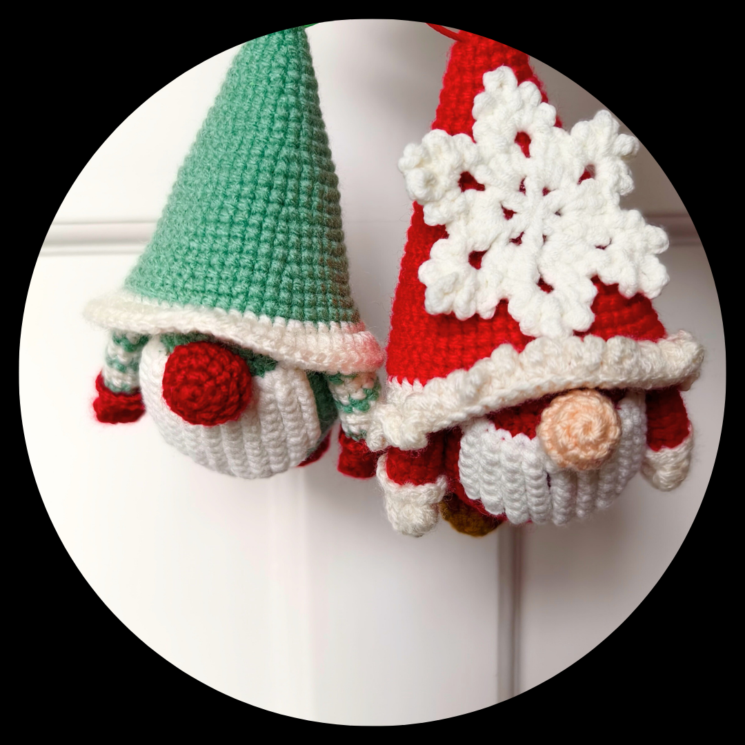 Handmade Crochet Christmas Toy - Set of Two - The Jolly Gnome Bros | Christmas Decor | Holiday Ornament